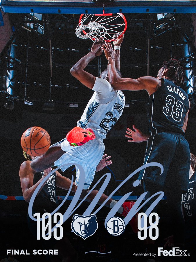 Coward spegne Brooklyn: 13-0 Memphis nel finale, Nets ribaltati 103-98