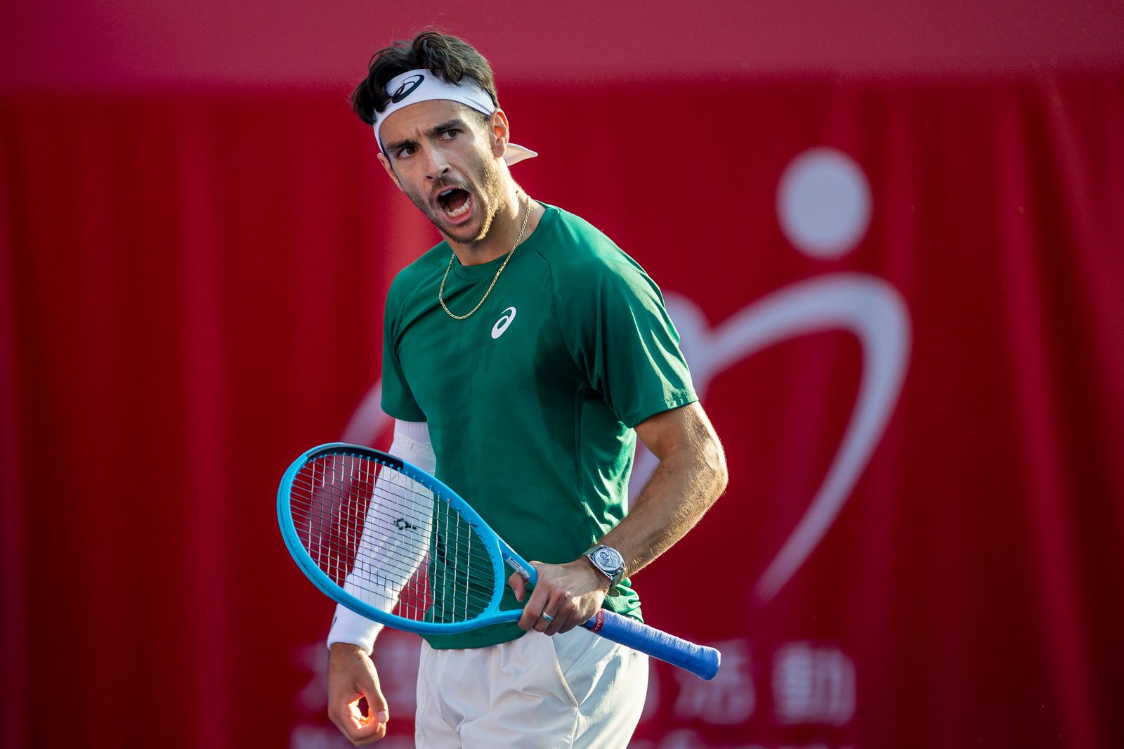 HONG KONG CHINA  JANUARY 10 Lorenzo Musetti of Italy celebrates a point during the Bank of China Hong Kong Tennis Open...