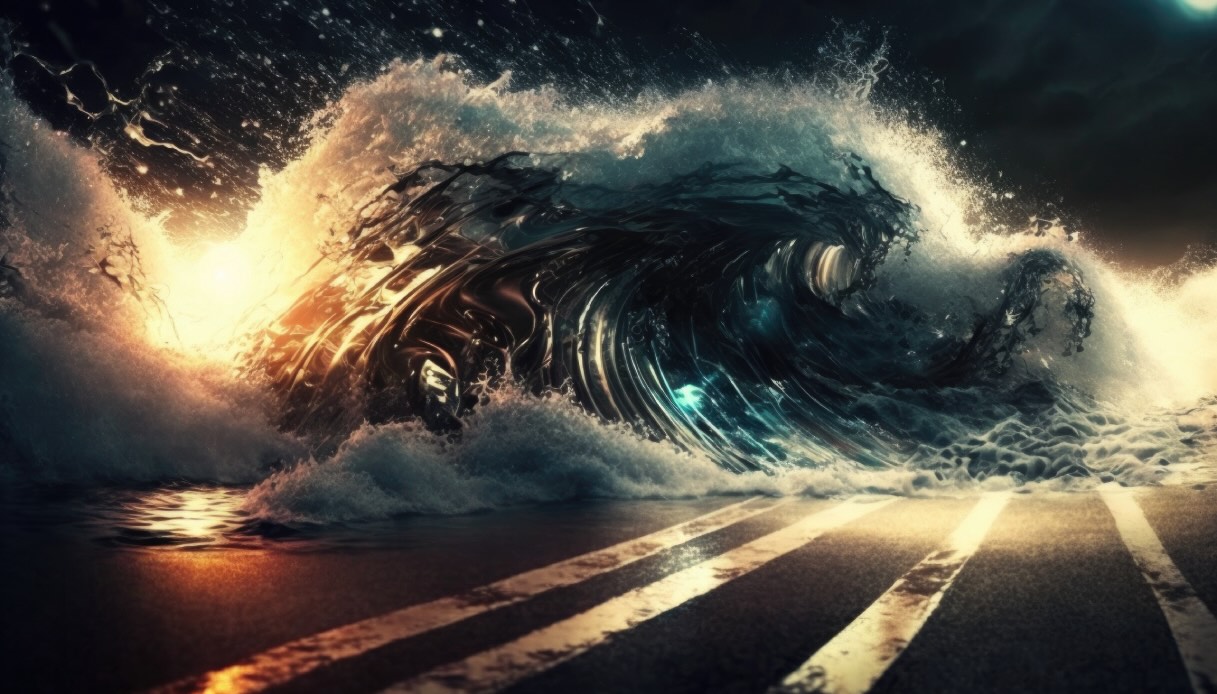 Auto travolta da un’onda in Calabria, il video della mareggiata a Scilla