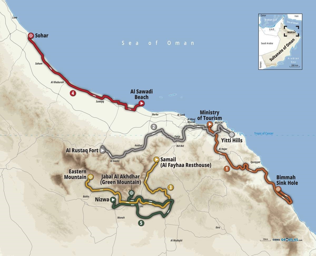 Tour of Oman 2026, annunciato il percorso