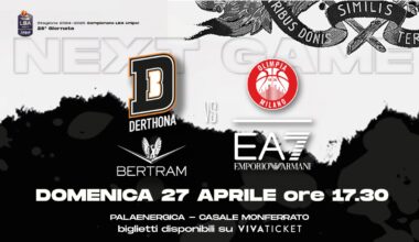 Domani l'apertura della biglietteria per il big match casalingo della Bertram contro l'Olimpia Milano