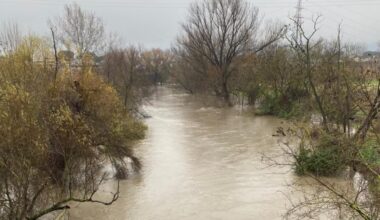 il fiume Aniene esondato a Tor Cervara e San Vittorino