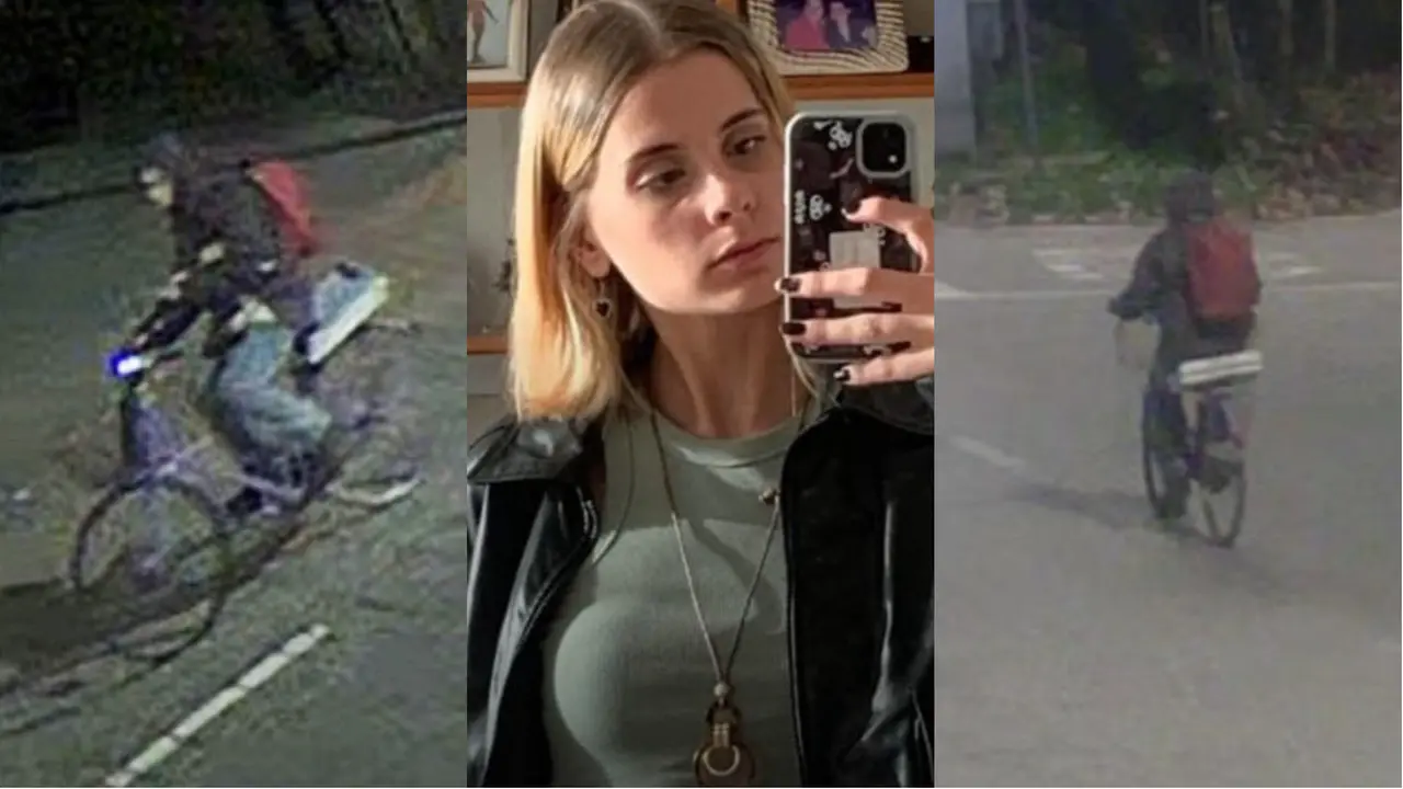 Annabella Martinelli ripresa in bici dalle telecamere. A sinistra, ore 22.54 nella zona Municipio di Teolo (Padova). A destra, ore 23.06: a Villa di Teolo