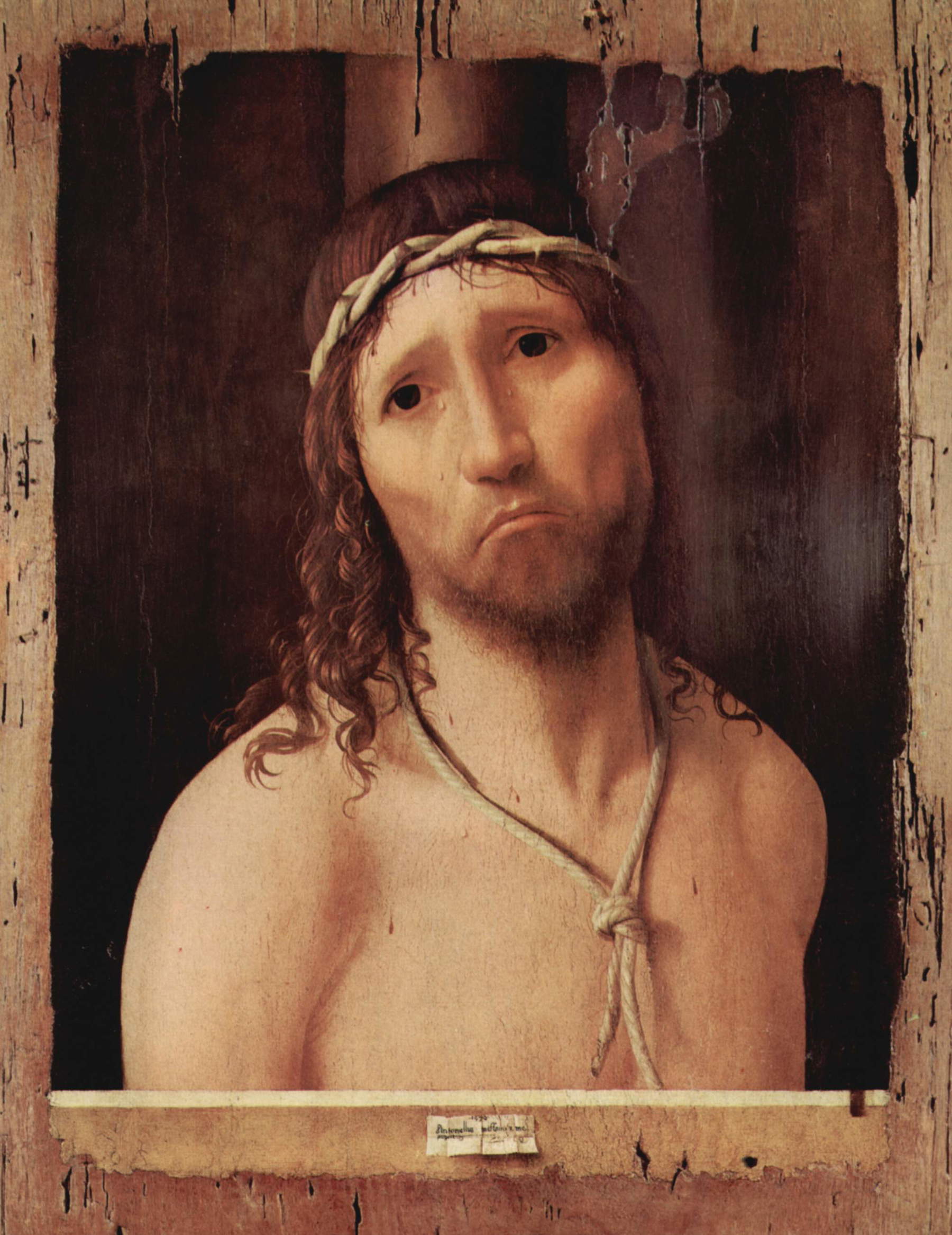 Antonello da Messina, Ecce Homo (1470 circa; olio su tavola, 39,7 x 32,7 cm; Genova, Galleria Nazionale della Liguria, Palazzo Spinola)
