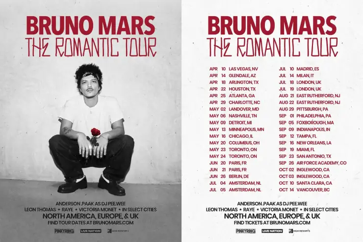 Bruno Mars in concerto a Milano San Siro con due date nel 2026