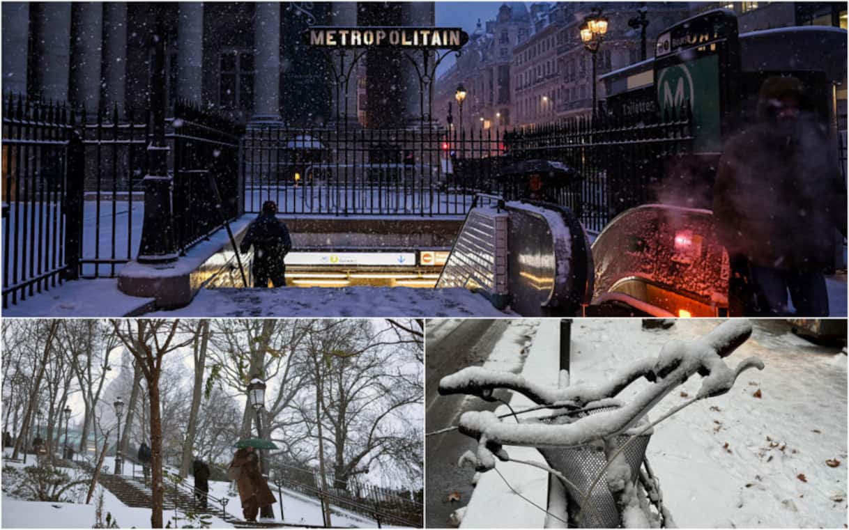 Neve a Parigi, traffico e trasporti bloccati: cancellati oltre 100 voli