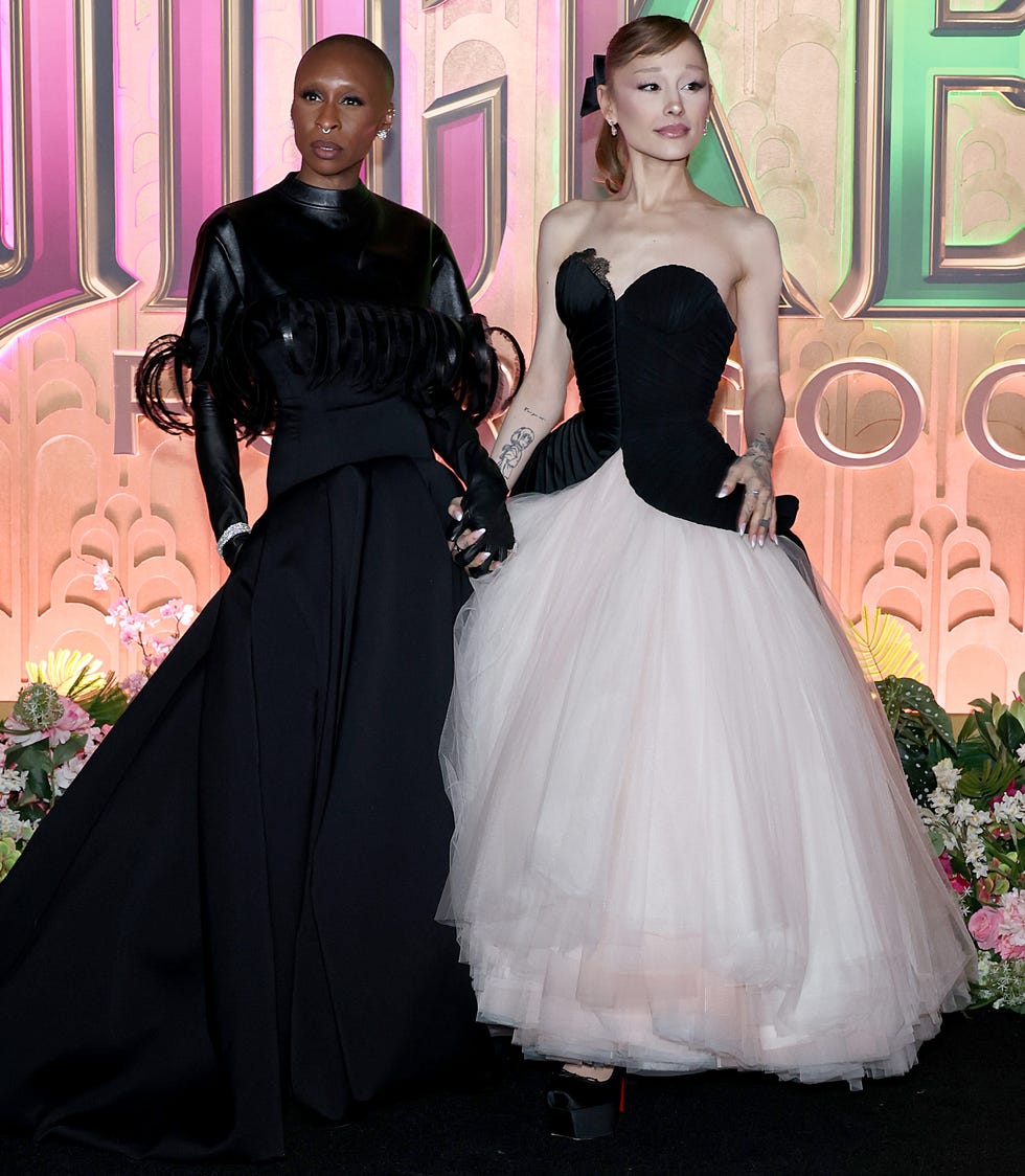 new york, new york november 17: (l r) cynthia erivo and ariana grande attend the wicked: for good! new york premiere at david geffen hall on november 17, 2025 in new york city. (photo by jamie mccarthy/getty images)