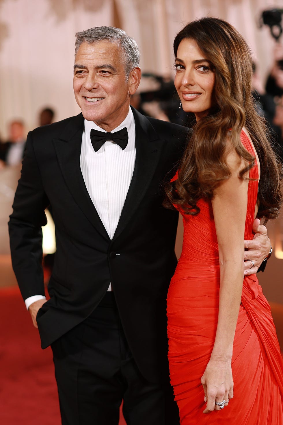 beverly hills, california january 11: (for editorial use only) (l r) george clooney and amal clooney attend the 83rd annual golden globe awards at the beverly hilton on january 11, 2026 in beverly hills, california. (photo by matt winkelmeyer/ga/the hollywood reporter via getty images)
