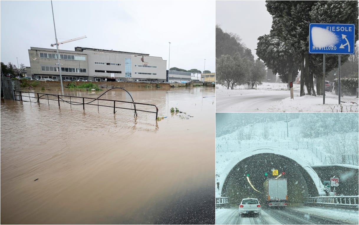 Meteo, esondato Aniene a Roma: allerta rossa in Lazio. Disagi per neve nel Fiorentino