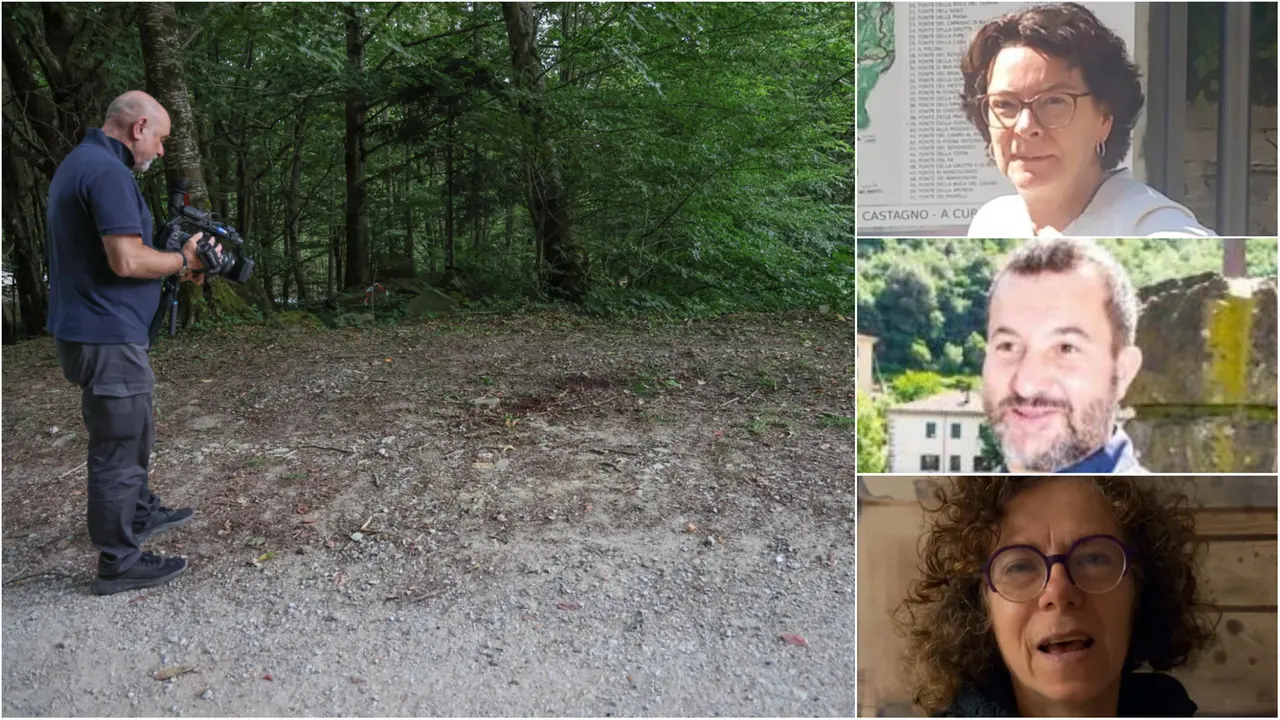 Il punto dove venne trovato il corpo di Franka Ludwig (in alto a destra). Sotto i due accusati dell'omicidio: Simona Hirsch ed Emiliano Milza