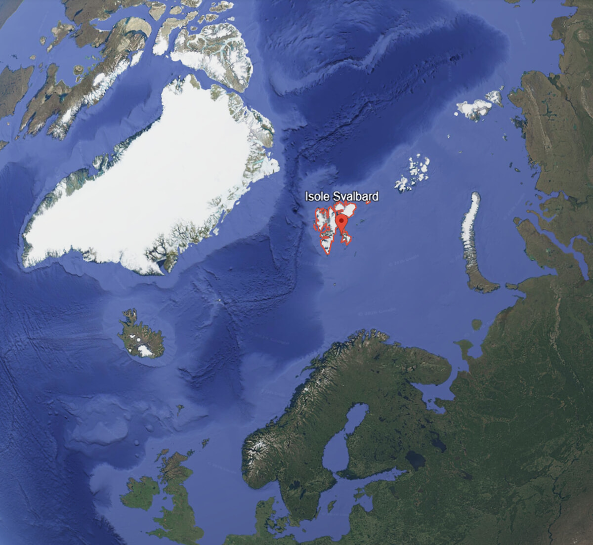 La mappa delle isole Svalbard