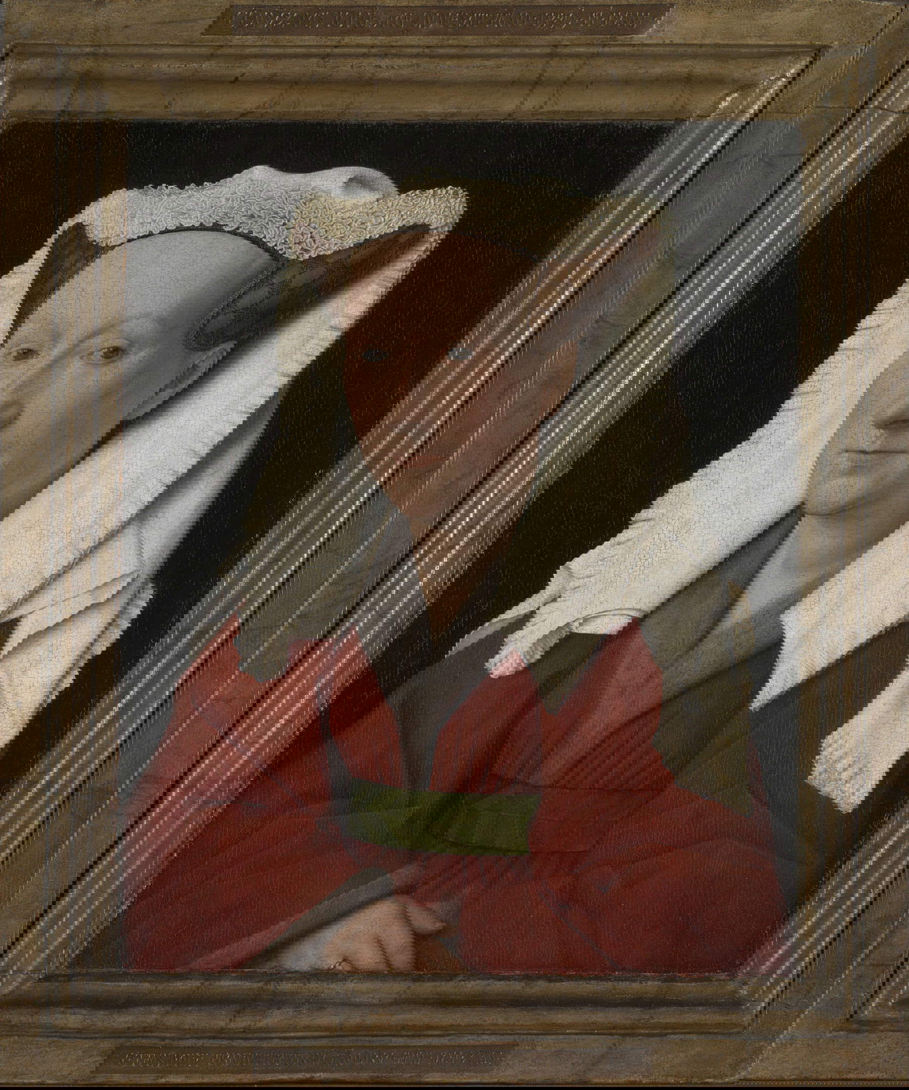 Jan van Eyck, Ritratto di Margaret van Eyck (1439; olio su tavola di quercia, 32,6 x 25,8 cm; Bruges, Groeningemuseum). Foto: The National Gallery, Londra