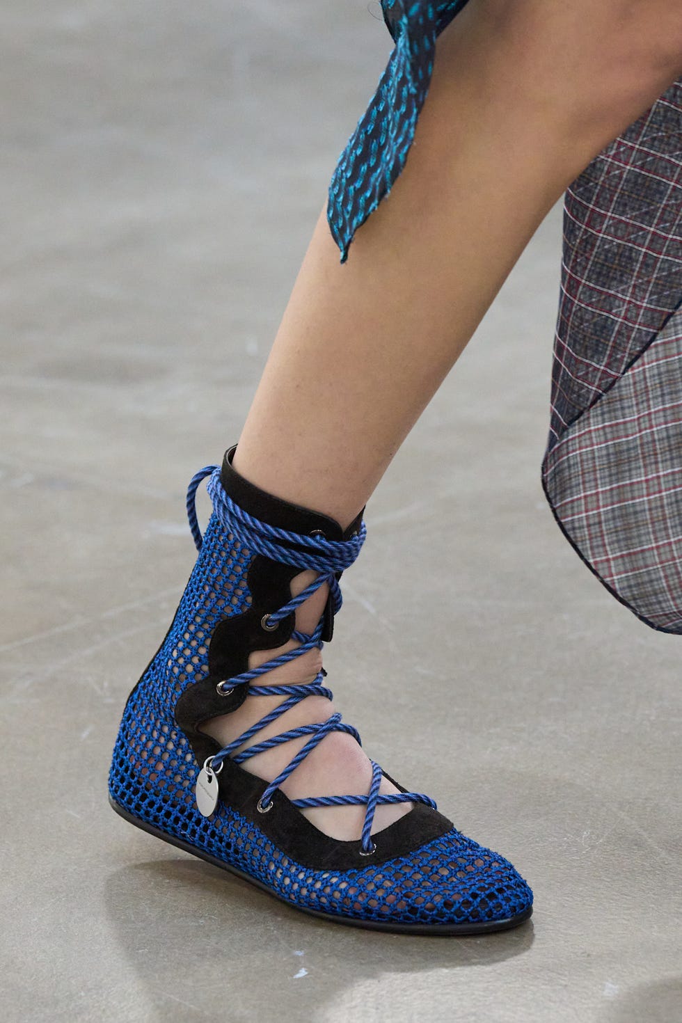 laceup footwear with blue mesh design