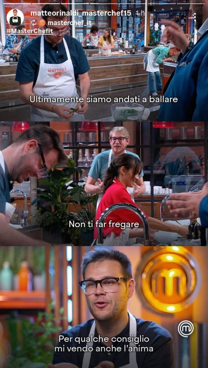 Alcuni momenti della puntata di Matteo a Masterchef Alcuni momenti della puntata di Matteo a Masterchef