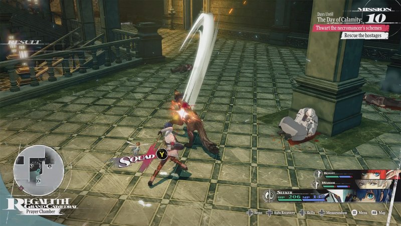 Metaphor ReFantazio utilizza, parallelamente al sistema a turni, un sistema action per eliminare i nemici più deboli o stordire quelli di pari livello o superiore