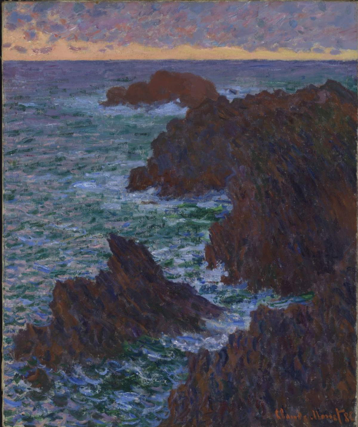 Claude Monet, Belle - île, Sunset (1886; olio su tela, 73,3 x 60,5 cm, Berna, Eigentum der Schweizerischen Eidgenossenschaft, Bundesamt für Kultur). Foto: SIK - ISEA, Zürich (Martin Stollenwerk)