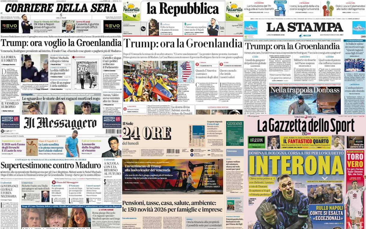 Le prime pagine dei quotidiani di oggi 5 gennaio: la rassegna stampa