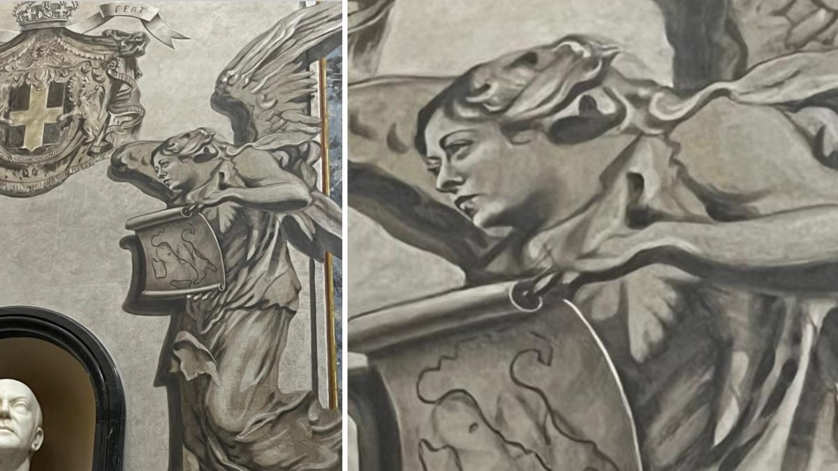 Tutta la storia dell'affresco dell'angelo con il volto di Giorgia Meloni: il monumento costruito nel 1985, i decori aggiunti nel 2000 e il restauro delle polemiche