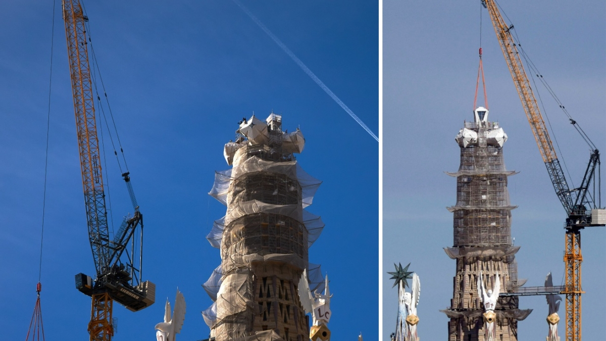 Sagrada Familia, completata la croce sulla torre principale: la chiesa più alta del mondo ora arriva a 172,50 metri