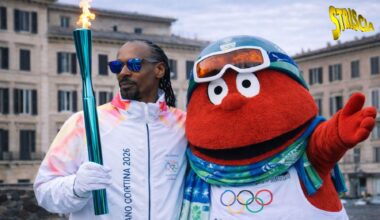 Il Gabibbo e Snoop Dogg fotografati insieme alle Olimpiadi di Milano