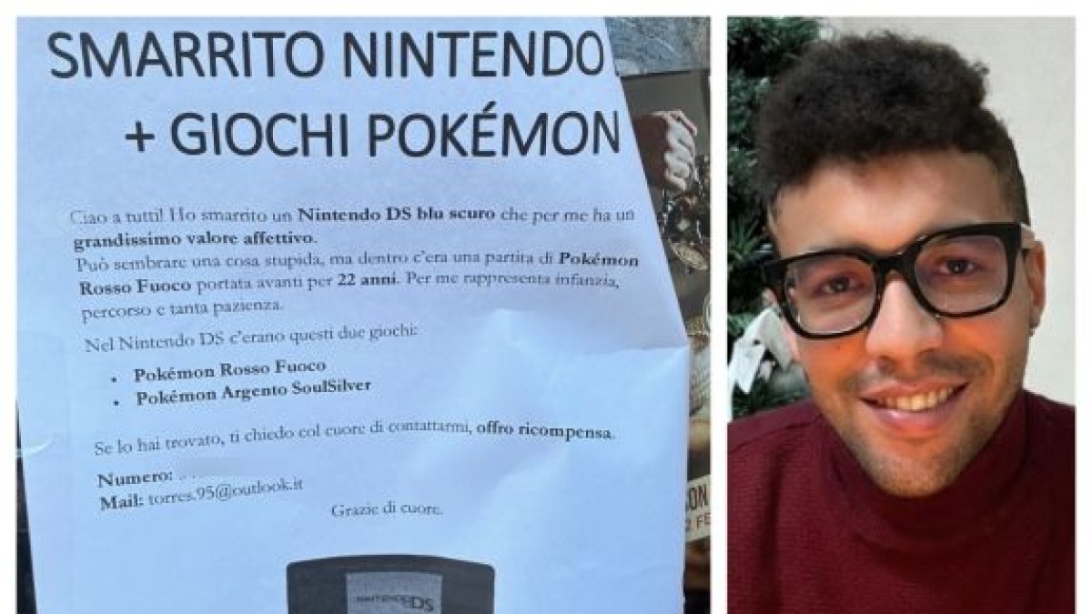 Perde il Nintendo Ds con una partita a Pokémon iniziata 22 anni fa: «Aiutatemi a ritrovarlo, quella è la mia infanzia»