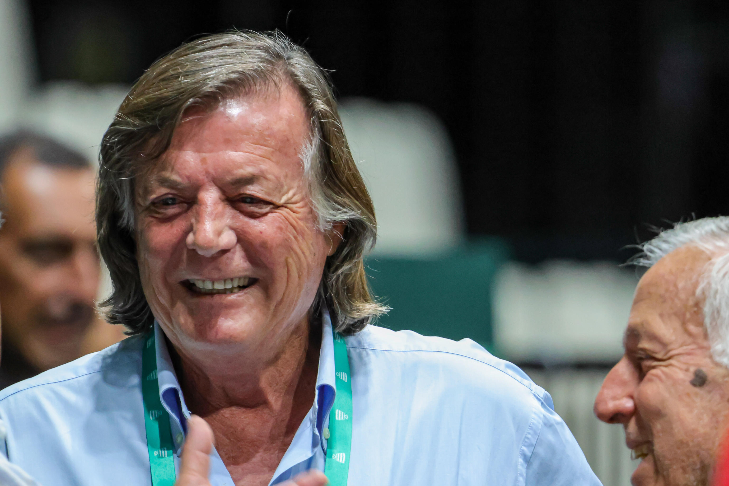 Adriano Panatta guest at Davis Cup 2023 Group A match at the Unipol Arena in Bologna on 12/09/23