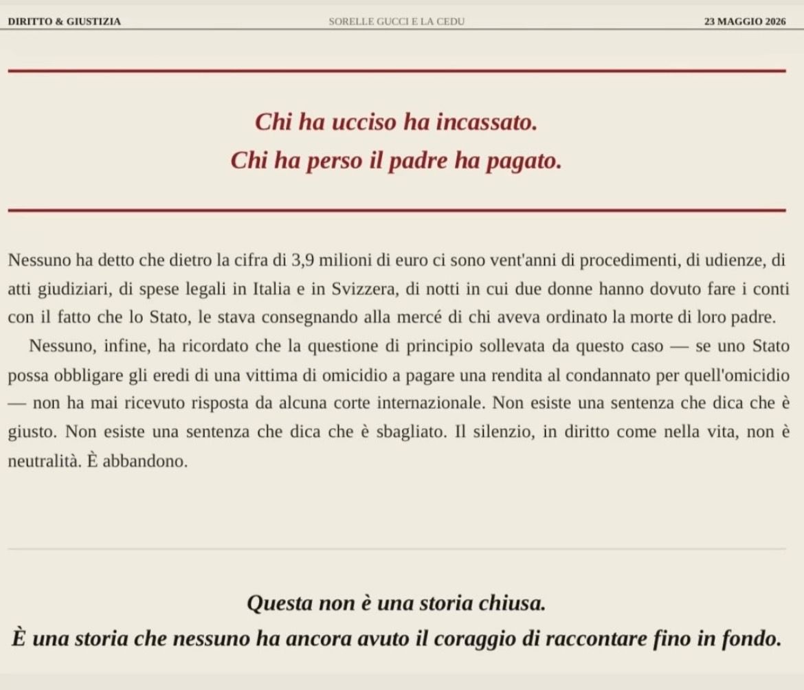 Allegra Gucci e l'accordo da 3,9 milioni di euro con la madre Patrizia Reggiani: «È stato come pagare un riscatto: chi ha ucciso ha incassato, chi ha perso il padre ha pagato»