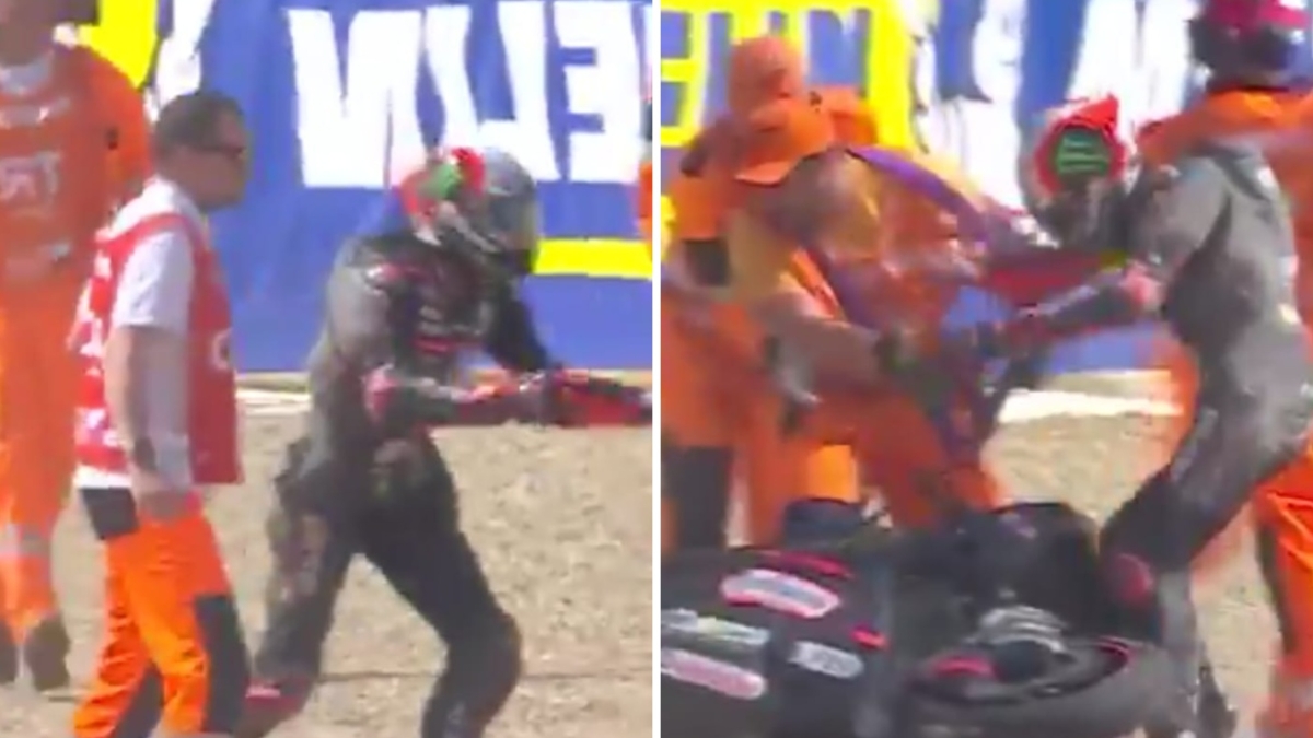 Bezzecchi squalificato per il Gp di Brno: ha spinto un marshall dopo la caduta nella Sprint Race. Aprilia fa ricorso