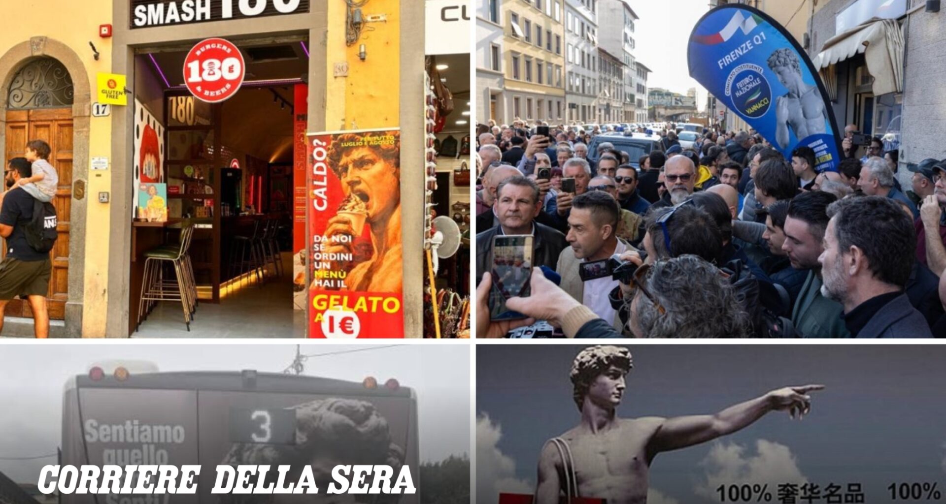 David di Michelangelo: sulla vela, sul bus, sulla pasta e ora anche col gelato: tutti gli usi impropri. L’Accademia: pronti a una diffida