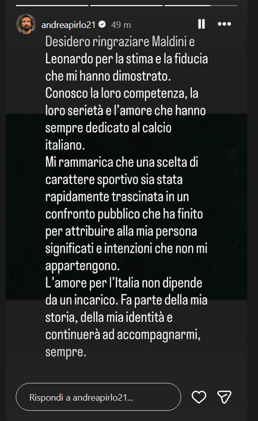 Andrea Pirlo sfogo ct nazionale fonbet lunedi 27 luglio 2026 - 2