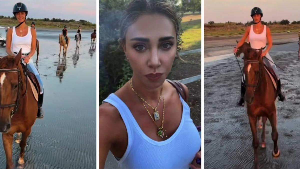 Belen Rodriguez la caduta da cavallo diventa virale, la reazione