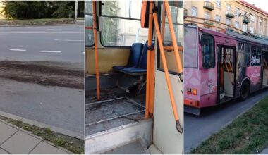 Sostinėje – incidentas su senuoju troleibusu: sprogo padanga, į pagalbą skubėjo policija ir medikai