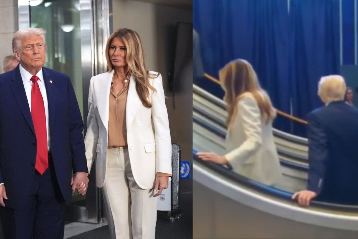 Komiška ar pavojinga? Aršią kalbą Niujorke rėžęs Trumpas su Melania įstrigo ant eskalatoriaus