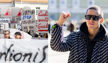 Kultūros proteste – išraiškingas Donato Montvydo palaikymas: parodė simbolinį gestą