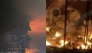 Karas Ukrainoje. Didžiulis gaisras Kryme – dronai atakavo naftos sandėlį - Delfi