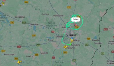 Specialios paskirties lėktuvas pirmadienio popietę vėl pakilo tikrinti sistemų virš Vilniaus