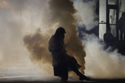 Protestas prie ICE būstinės Portlande