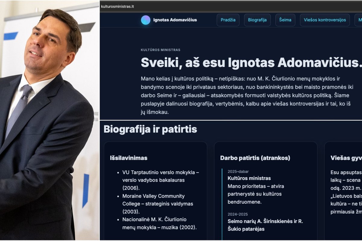 Adomavičius internete pristatomas kaip kultūros ministras