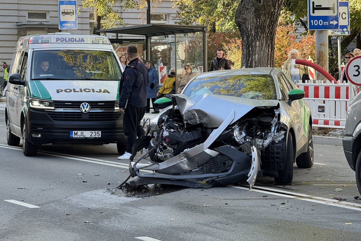 Vilniuje „Bolt Drive“ automobilis rėžėsi į medį – vairuotojas pabėgo