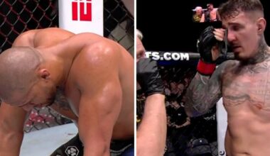 Nusivylimas: ilgai laukta UFC sunkiasvorių titulinė kova dėl dūrio į akį baigėsi be nugalėtojo