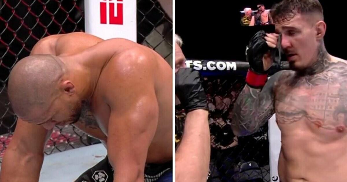 Nusivylimas: ilgai laukta UFC sunkiasvorių titulinė kova dėl dūrio į akį baigėsi be nugalėtojo