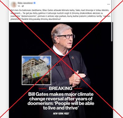 Sklinda klaidinga Billo Gateso pareiškimų apie klimato kaitą interpretacija