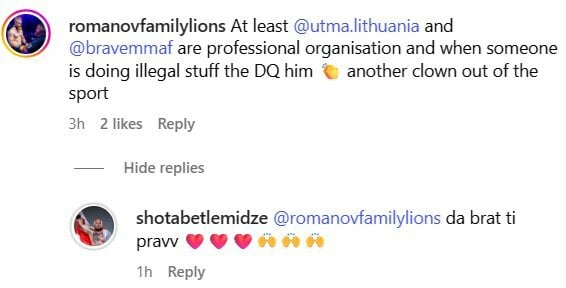 Komentarai po kovos | Instagram.com nuotr