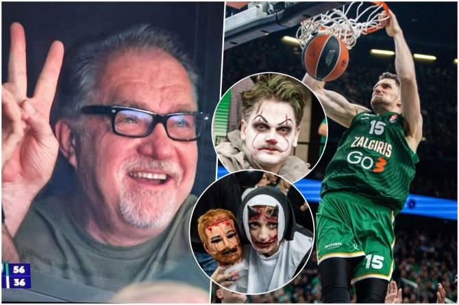 Eriko Ovčarenko/15min nuotr./Arvydas Sabonis, Laurynas Birutis ir sirgaliai