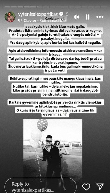 Vytenis Partikas išgyvena netektį (nuotr. Instagram)