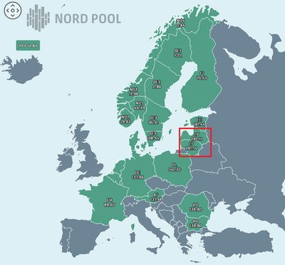 Nord Pool Spot vidutinė paros kaina spalio 7 dieną, Eur/MWh, be PVM