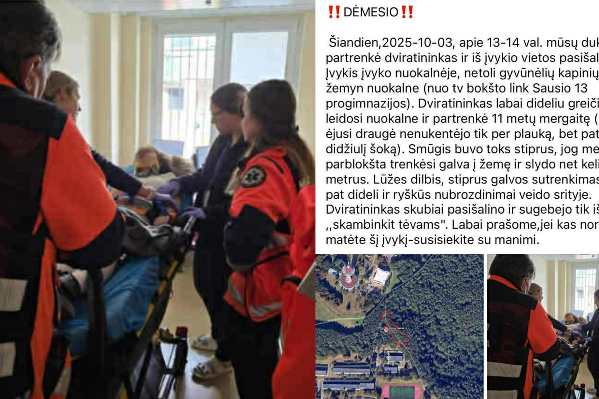 Plinta tėčio pagalbos šauksmas: Vilniuje dviratininkas partrenkė nepilnametę ir pasišalino