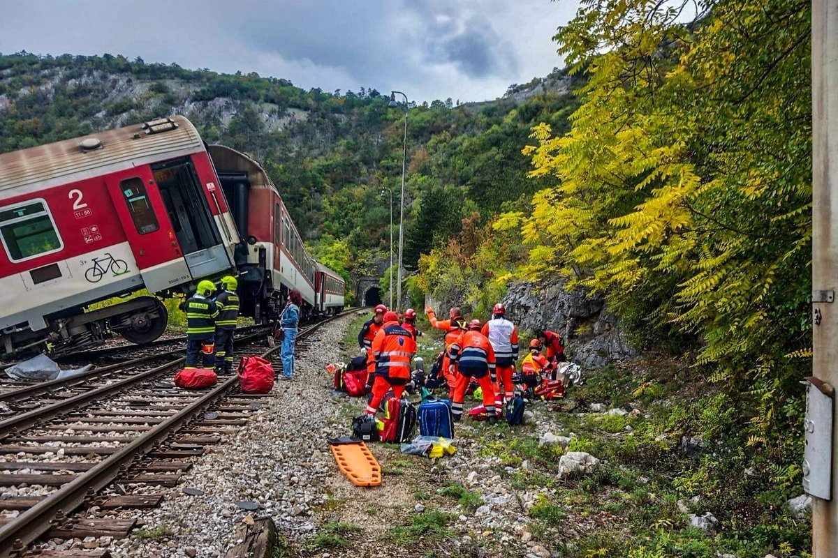 Slovakijoje susidūrė du traukiniai - Delfi