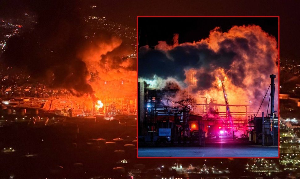 Gaisras „Chevron“ naftos perdirbimo gamykloje