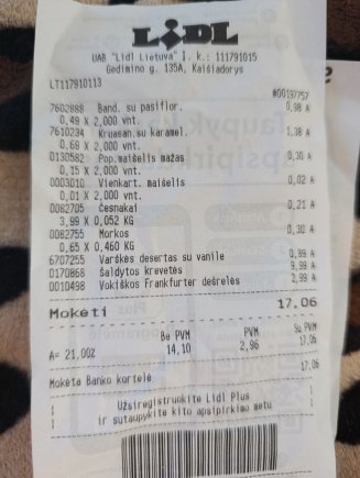 Pirkėjos Sandros nuotr./Kvitas